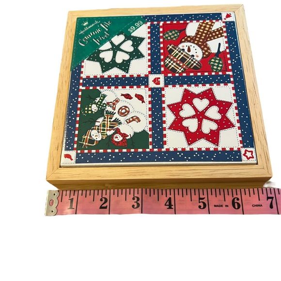 Hallmark Winter Tile Patchwork Trivet Christmas Kitchen Decor Friend Teacher Gif - Picture 3 of 5